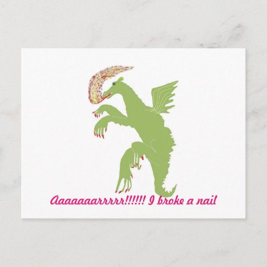 Drache mit gebrochenem Nagel Postkarte (Vorderseite)