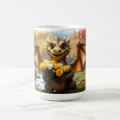 Drache mit gelben Rosen. 15-Unzen-Tasse Kaffeetasse (Mittel)