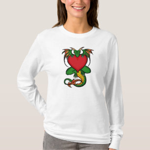 Drache mit Herz-künstlerischen Damen-Kapuze T-Shirt