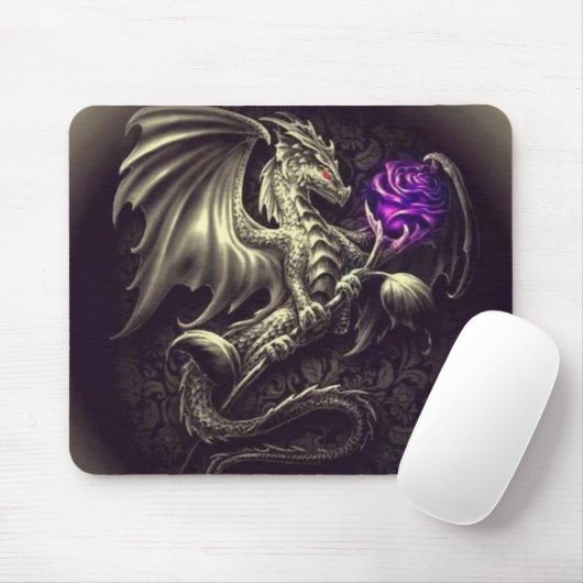 Drache mit lila Rose Mousepad (Mit Mouse)
