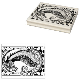 Drache mit Ornamenten Gummistempel
