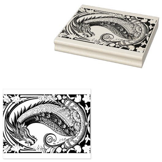 Drache mit Ornamenten Gummistempel (Stempel)