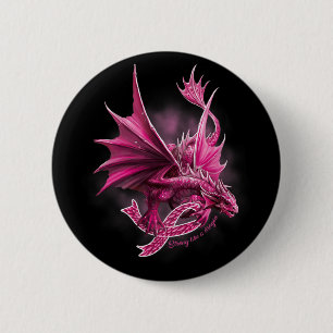 Drache mit Ribbon-Brustkrebs-Bewusstsein Button