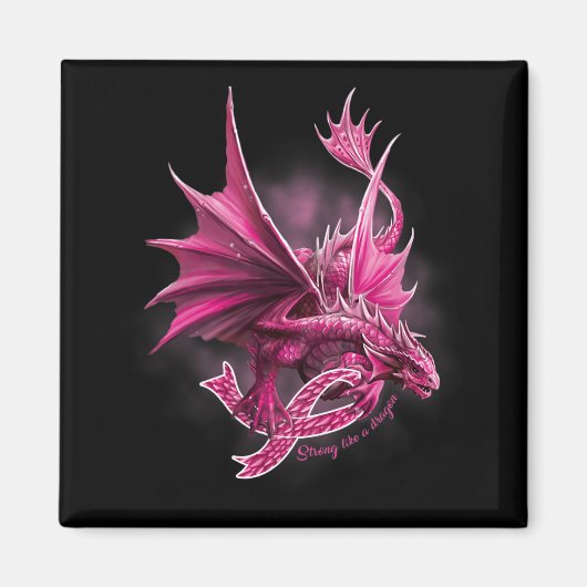 Drache mit Ribbon-Brustkrebs-Bewusstsein Magnet (Vorne)