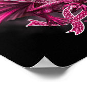 Drache mit Ribbon-Brustkrebs-Bewusstsein Poster (Ecke)