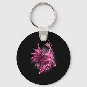 Drache mit Ribbon-Brustkrebs-Bewusstsein Schlüsselanhänger