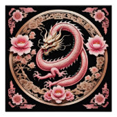 Drache mit rosa Blume Poster (Vorderseite)