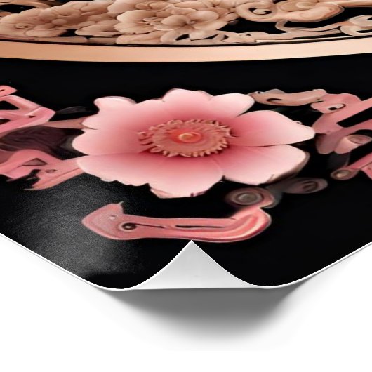 Drache mit rosa Blume Poster (Ecke)