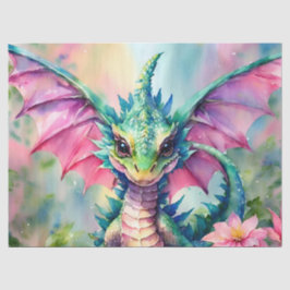 Drache mit rosa Flügel Wasserfarbe Seidenpapier