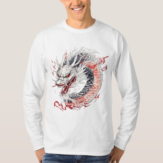 Drache mit rot-weißer Waage T-Shirt (Vorderseite)