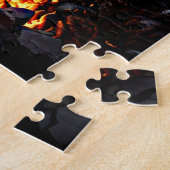 Drache mit rotem und schwarzem Feuer Puzzle (Seite)