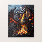 Drache mit rotem und schwarzem Feuer Puzzle (Vertikal)