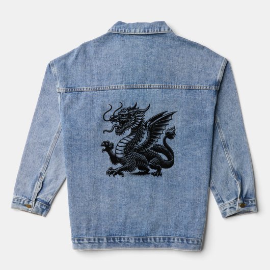 Drache mit schwarzer Farbe Jeansjacke (Rückseite)