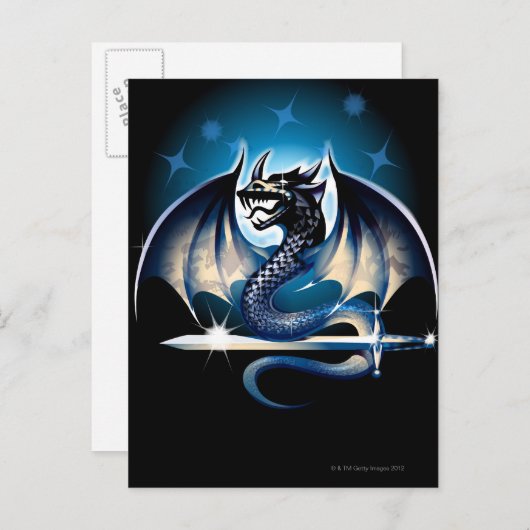 Drache mit Schwert Postkarte (Vorne/Hinten)