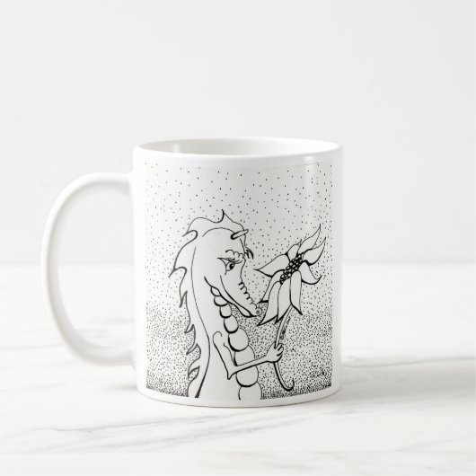 Drache mit Sonnenblume Kaffeetasse (Links)