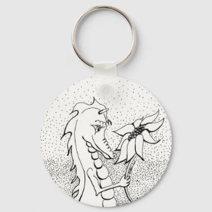 Drache mit Sonnenblume Schlüsselanhänger