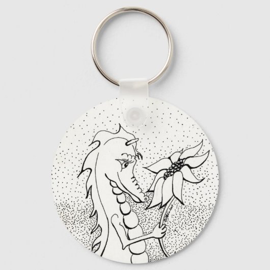 Drache mit Sonnenblume Schlüsselanhänger (Vorderseite)