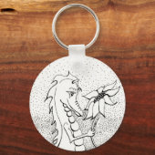 Drache mit Sonnenblume Schlüsselanhänger (Vorderseite)