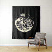 Drache mit Tiger Tattoo YIN und Yang Beast-Kampf Wandteppich (Beispiel)