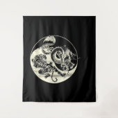 Drache mit Tiger Tattoo YIN und Yang Beast-Kampf Wandteppich (Vorderseite)