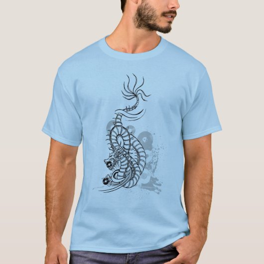 Drache mit VinylPlatten T-Shirt (Vorderseite)