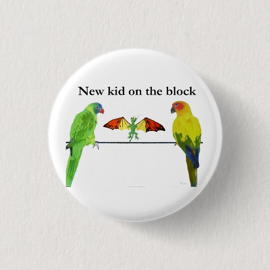 Drache mit Vögeln Button (Vorderseite)