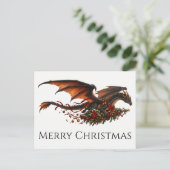 Drache mit Weihnachtsbaum Postkarte (Stehend Vorderseite)