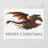 Drache mit Weihnachtsbaum Postkarte (Vorderseite)