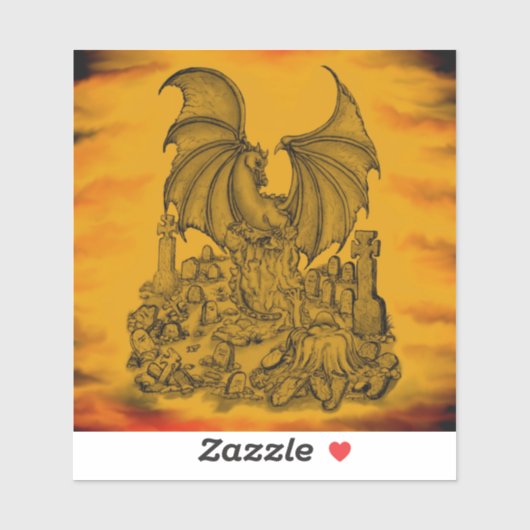 Drache mit Zombie Aufkleber (Blatt)