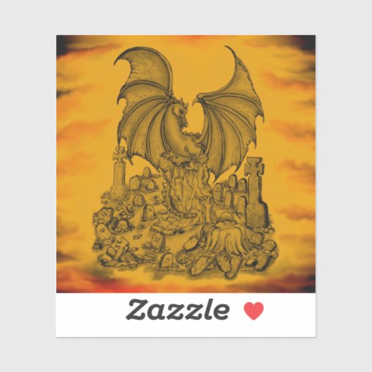 Drache mit Zombie Aufkleber (Blatt)