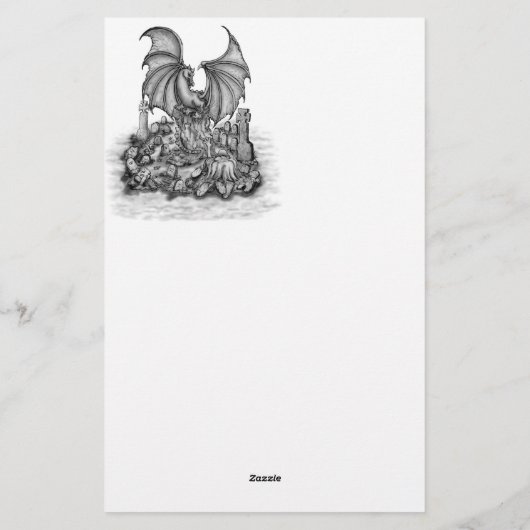 Drache mit Zombie Briefpapier (Rückseite)