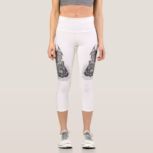 Drache mit Zombie Capri Leggings (Vorderseite)