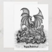 Drache mit Zombie-Flachkarte (Vorne/Hinten)