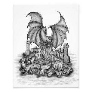 Drache mit Zombie Fotodruck