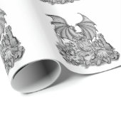 Drache mit Zombie Geschenkpapier (Rolleneckpunkt)