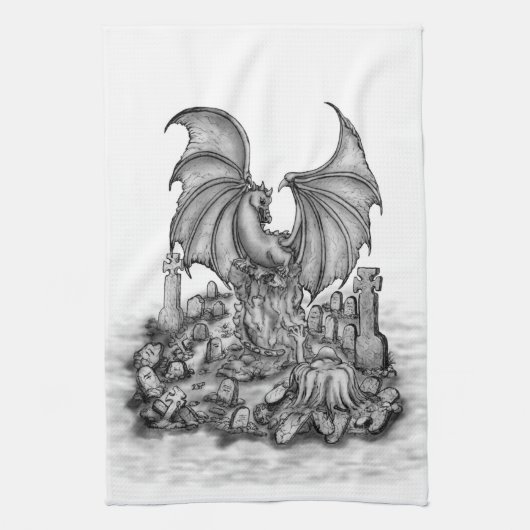 Drache mit Zombie Geschirrtuch (Vertikal)