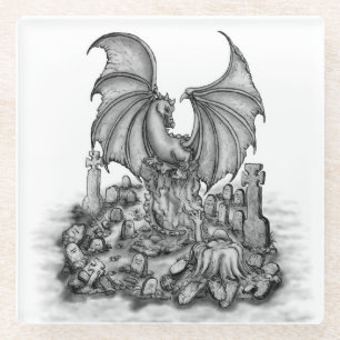Drache mit Zombie Glasuntersetzer