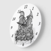Drache mit Zombie Große Wanduhr (Winkel)