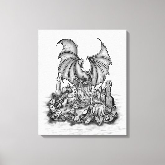 Drache mit Zombie Leinwanddruck (Vorderseite)