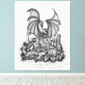 Drache mit Zombie Leinwanddruck (Insitu (Holzboden))