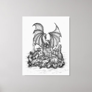 Drache mit Zombie Leinwanddruck