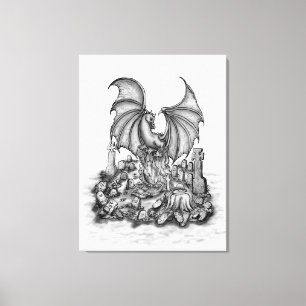 Drache mit Zombie Leinwanddruck