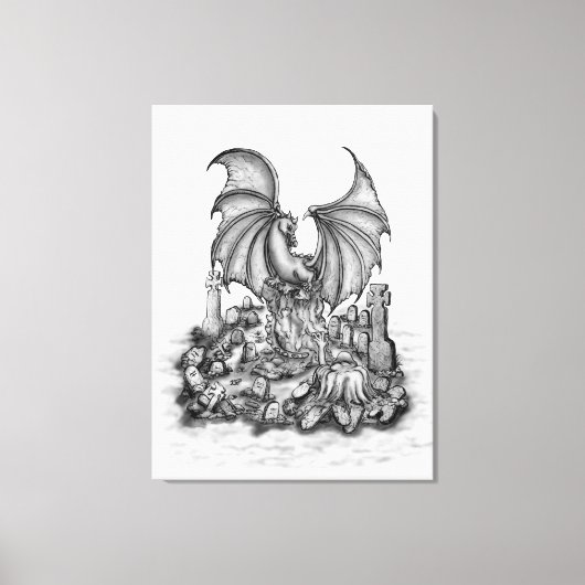 Drache mit Zombie Leinwanddruck (Vorderseite)