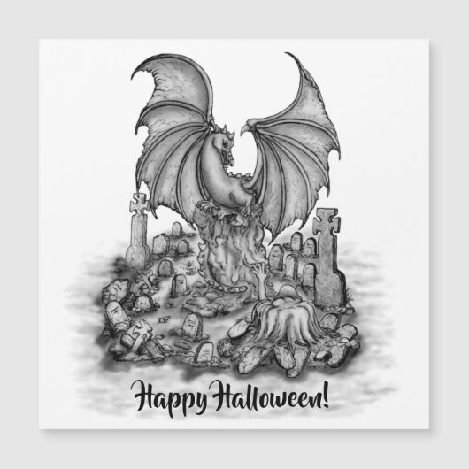 Drache mit Zombie-Magnetkarte Magnetkarte (Vorderseite)
