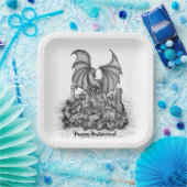 Drache mit Zombie Pappteller (Party)