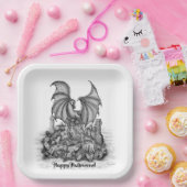 Drache mit Zombie Pappteller (Party)