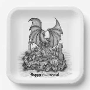 Drache mit Zombie Pappteller