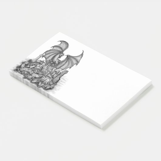 Drache mit Zombie Post-it Klebezettel (angewinkelt)