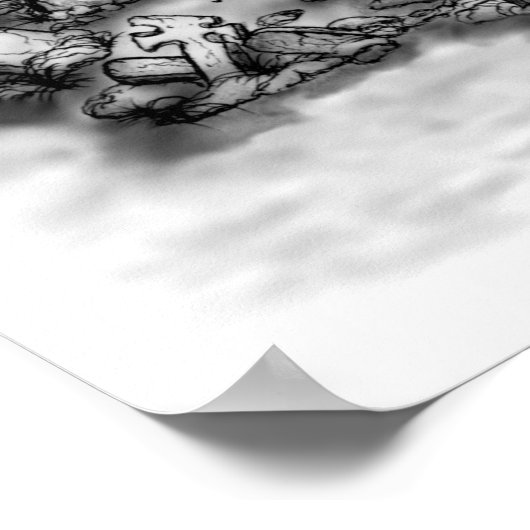 Drache mit Zombie Poster (Ecke)