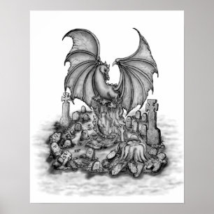 Drache mit Zombie Poster